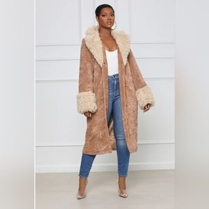 Penny Lane Faux Shearling Corduroy Coat Sz Small NWOT